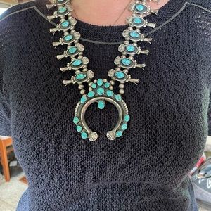 Native American Squash Blossom! 1960-1970. Sterling Silver and Turquoise.